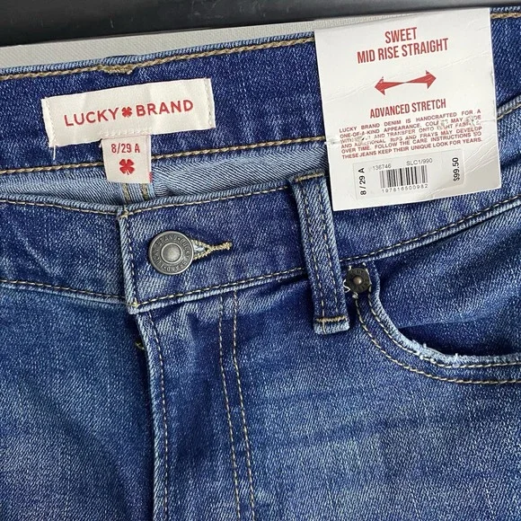 Lucky Brand Sweet Mid Rise Straight Cutoff Jeans Women's 8/29 Ankle Medium Wash - Picture 7 of 13